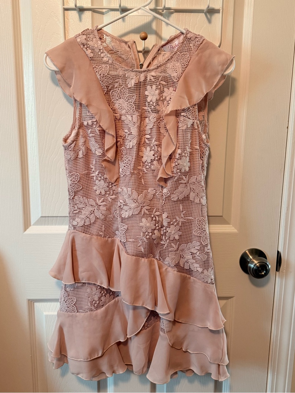 Parker Dusty Rose Lace Ruffle Dress | 2